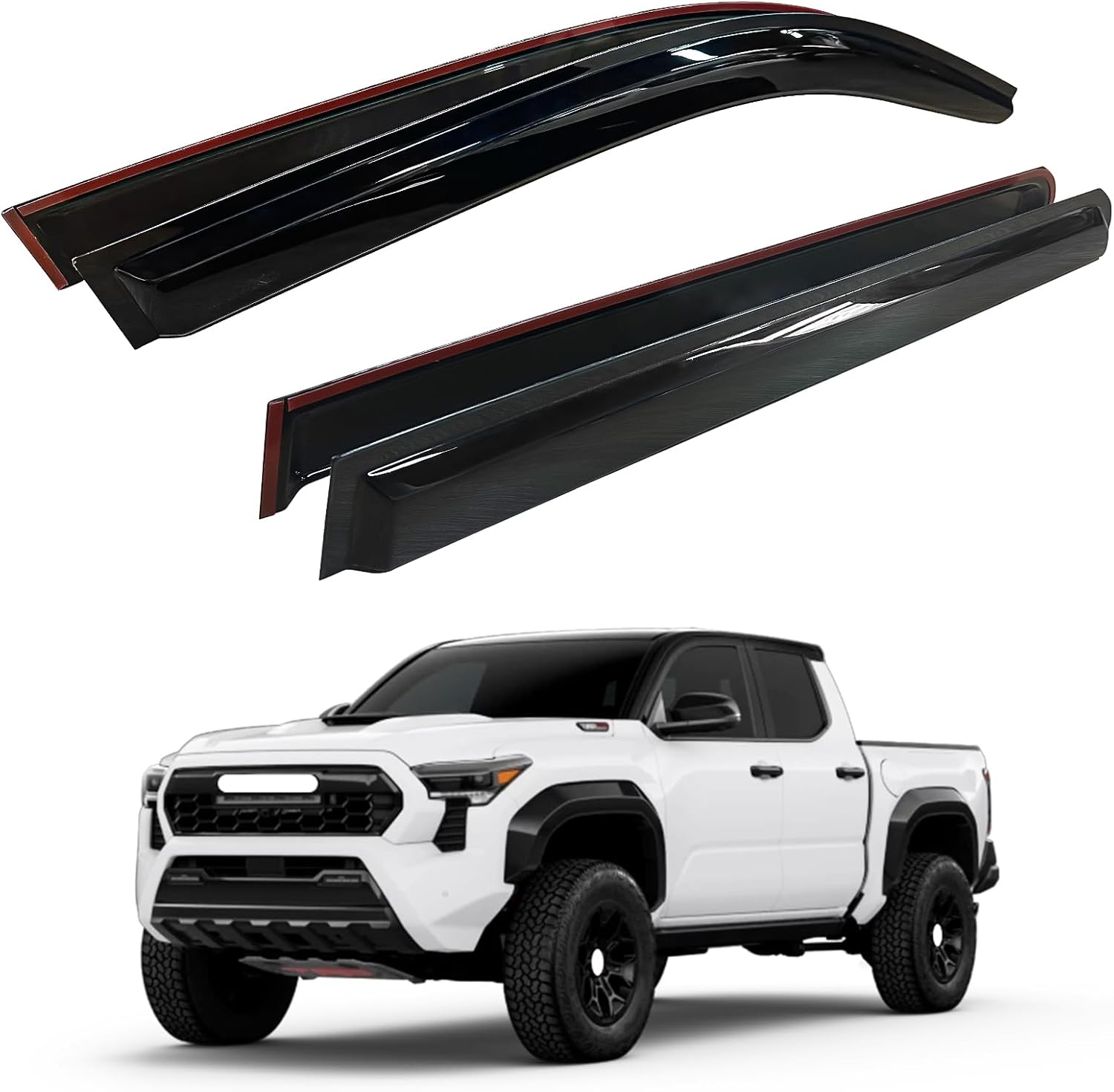 Rain Guards for 2024-2026 Toyota Tacoma Double Cab, Easy-to-Install Rain Guards for Car Window - Out-Channel Vent Visors Accessories for Truck, Side Window Wind Deflectors & Visors