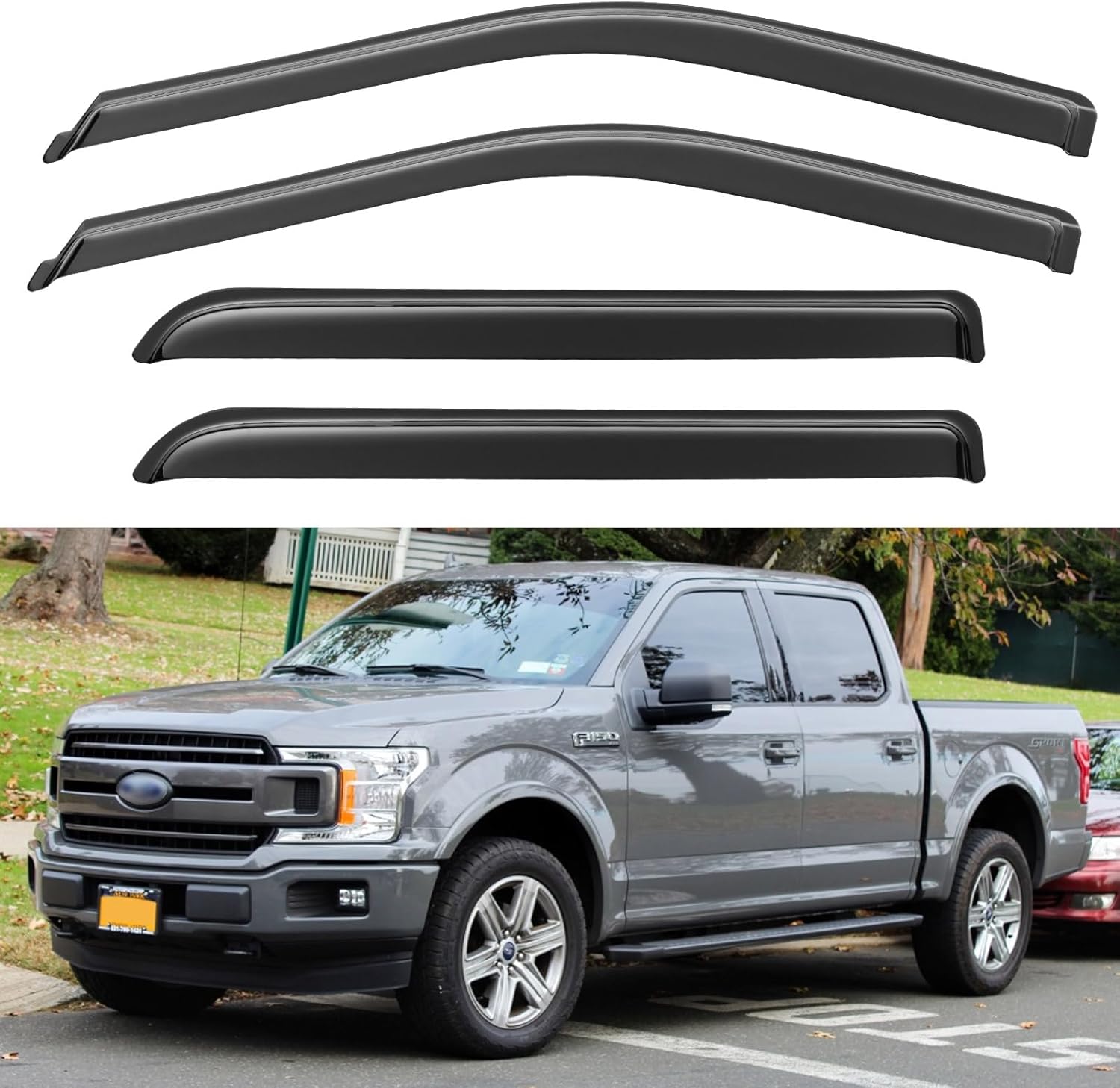Window Visors Rain Guards for Chevy Tahoe/GMC Yukon 2000-2006, Out-Channel Window Vent Wind Deflectors Visors Shades for 2002-2006 Cadillac Escalade