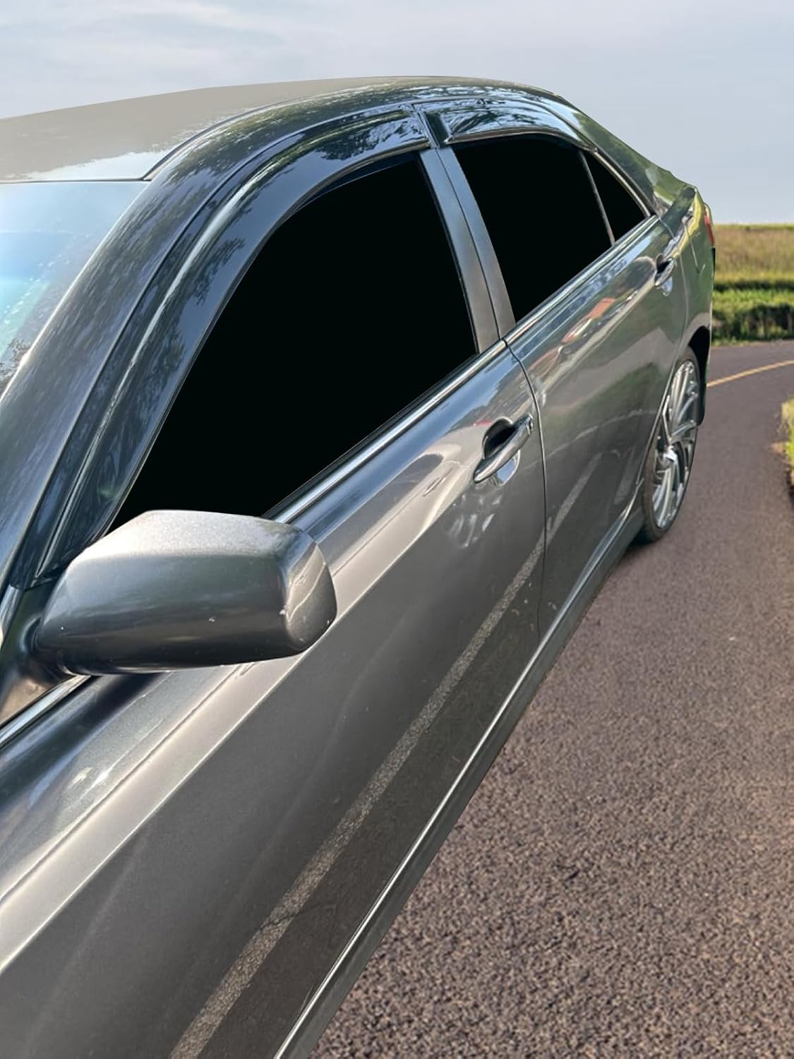 Window Visor Compatible with 2007-2011 Toyota Camry, Slim Style Acrylic Smoke Tinted Sun Rain Wind Guards Shield Vent by IKON MOTORSPORTS, 2008 2009 2010