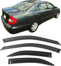 Window Visors Compatible with 2002-2006 Toyota Camry 4Dr Sedan, Slim Style Tape On- Smoke Tint Acrylic by IKON MOTORSPORTS, 2003 2004 2005