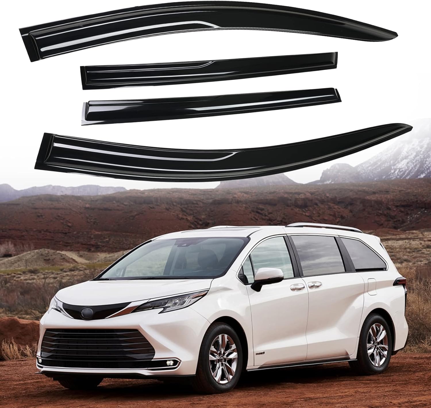 Tape-On Rain Guards Window Visor Fit for 2016-2021 Honda Civic Window Vent Deflector Visors 4 Pcs-94682