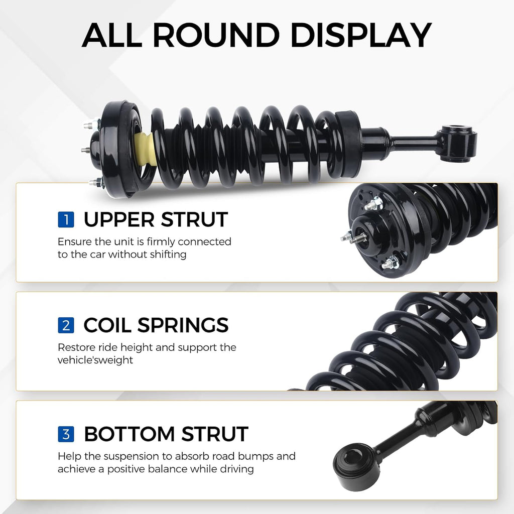 171361 Front Shock Absorbers Struts w/Coil Spring Assembly fit for 2004-2007 Ford F-150, 2008 Ford F-150, 2006-2008 Lincoln Mark LT 4WD（Set of 2）