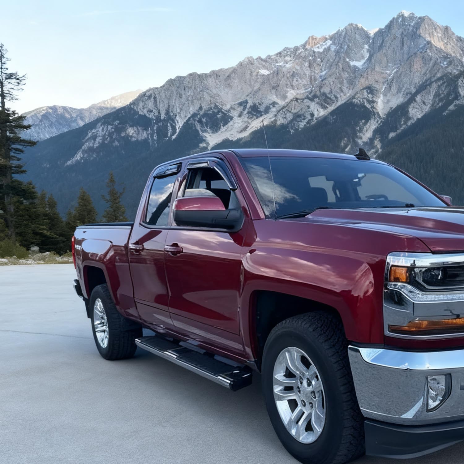 Tape On Side Window Deflectors Vent Window Visor for 2015-2018 Chevy Silverado & GMC Sierra 1500 2500HD 3500HD Double/Extended Cab Rain Guards Sun Shade 4PC-Set Truck Accessories