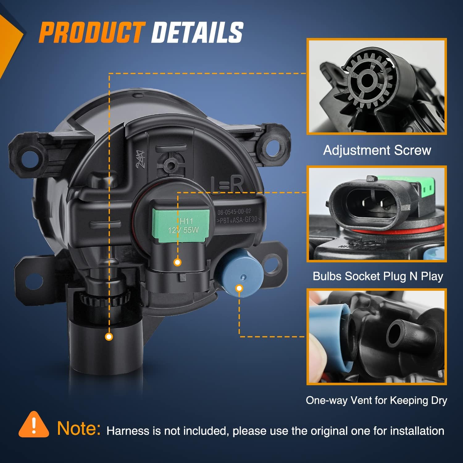 Fog Lights Assembly Compatible with 2013 2014 2015 2016 2017 2018 2019 2020 Honda City CRV CRZ Civic Crosstour Ram Promaster Jeep Cherokee Compass Acura TSX ILX RDX Chrysler