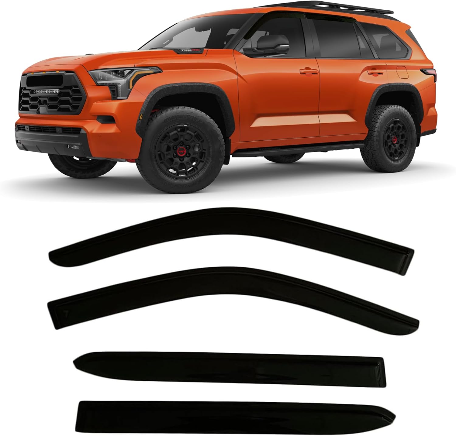 2019-2026 Tape-On Side Window Visor Deflectors for Toyota Corolla Sedan L LE SE XLE XSE FX Hybrid Dark Tinted Rain Guards 2020 2021 2022 2023 2024 2025