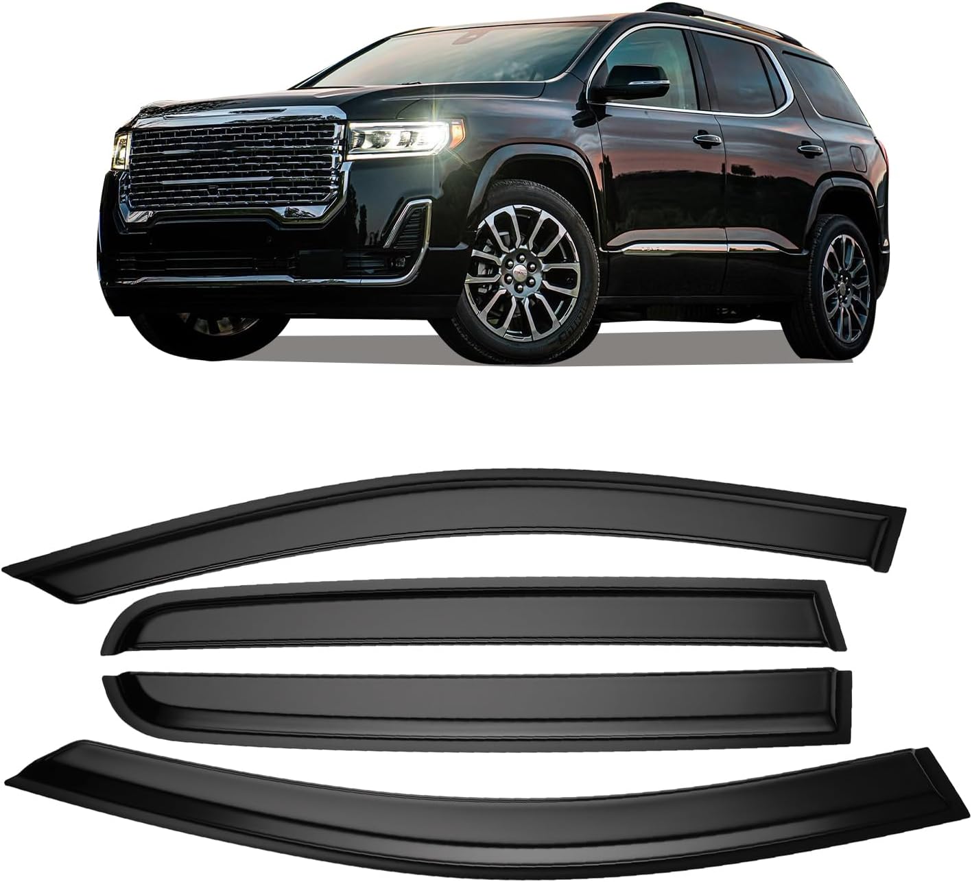 Tape-On Rain Guards Window Visor Fit for 2016-2021 Honda Civic Window Vent Deflector Visors 4 Pcs-94682