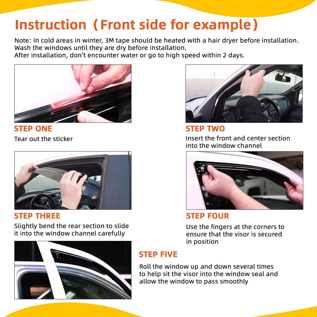 2 pcs in Channel Window Visors Compatible with 1993-2011 Ford Ranger 1994-2010 Mazda B2300/B2500/B3000/B4000 Regular & Extended Cab Front Doors Window Sun/Rain Guard 2-Door Dark Smoke