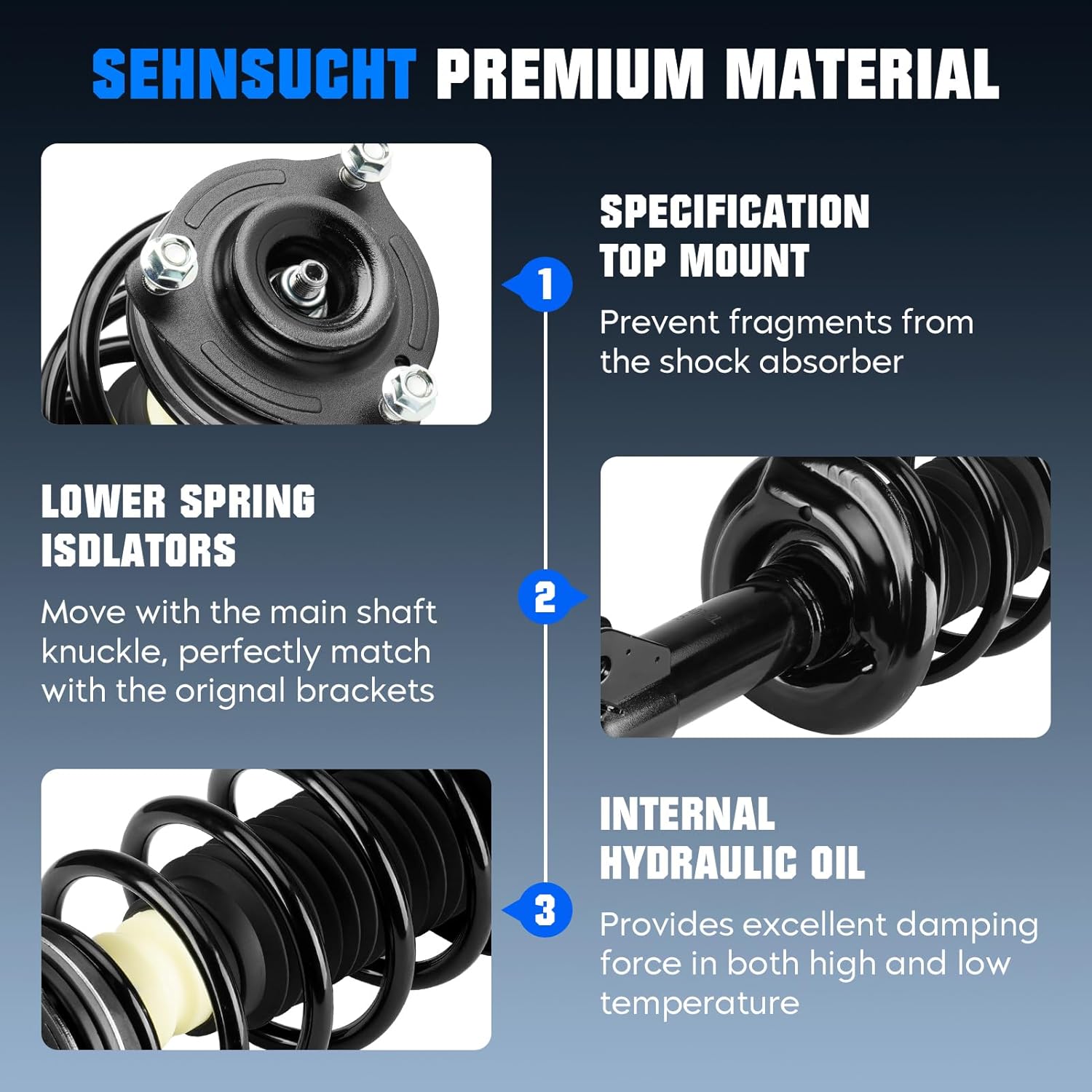 Complete Front and Rear Strut Shock Absorber Fit for Acura CSX 2006-2011, for Honda CIVIC Sedan 2006-2011, Complete of Hydraulic Front Strut w/Coil Spring Kits Replace for 172287 172286 5609