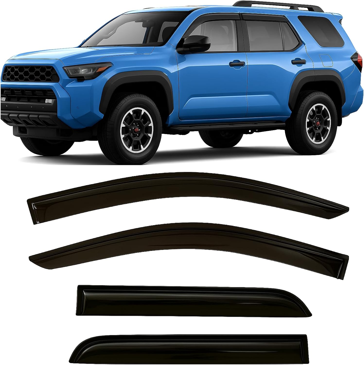 2019-2026 Tape-On Side Window Visor Deflectors for Toyota Corolla Sedan L LE SE XLE XSE FX Hybrid Dark Tinted Rain Guards 2020 2021 2022 2023 2024 2025