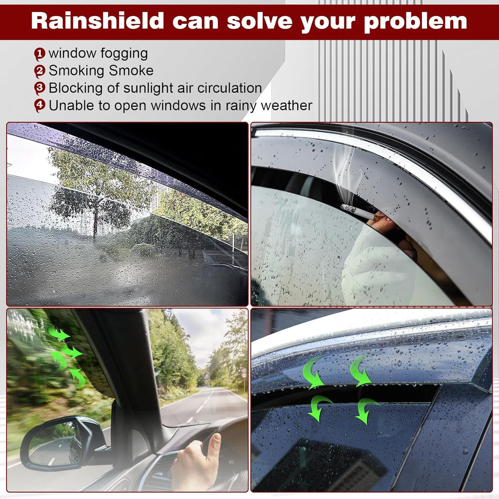 Tape-On Window Visors 4-Piece for 07-14 Chevy Tahoe/GMC Yukon Sun Rain Guard Shield Shade Smoke 94514