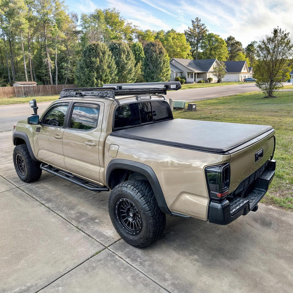 Soft Roll Up Truck Bed Tonneau Cover Compatible with 2016-2023 Toyota Tacoma (Excl. Trail), 5ft Bed with Track Rail System