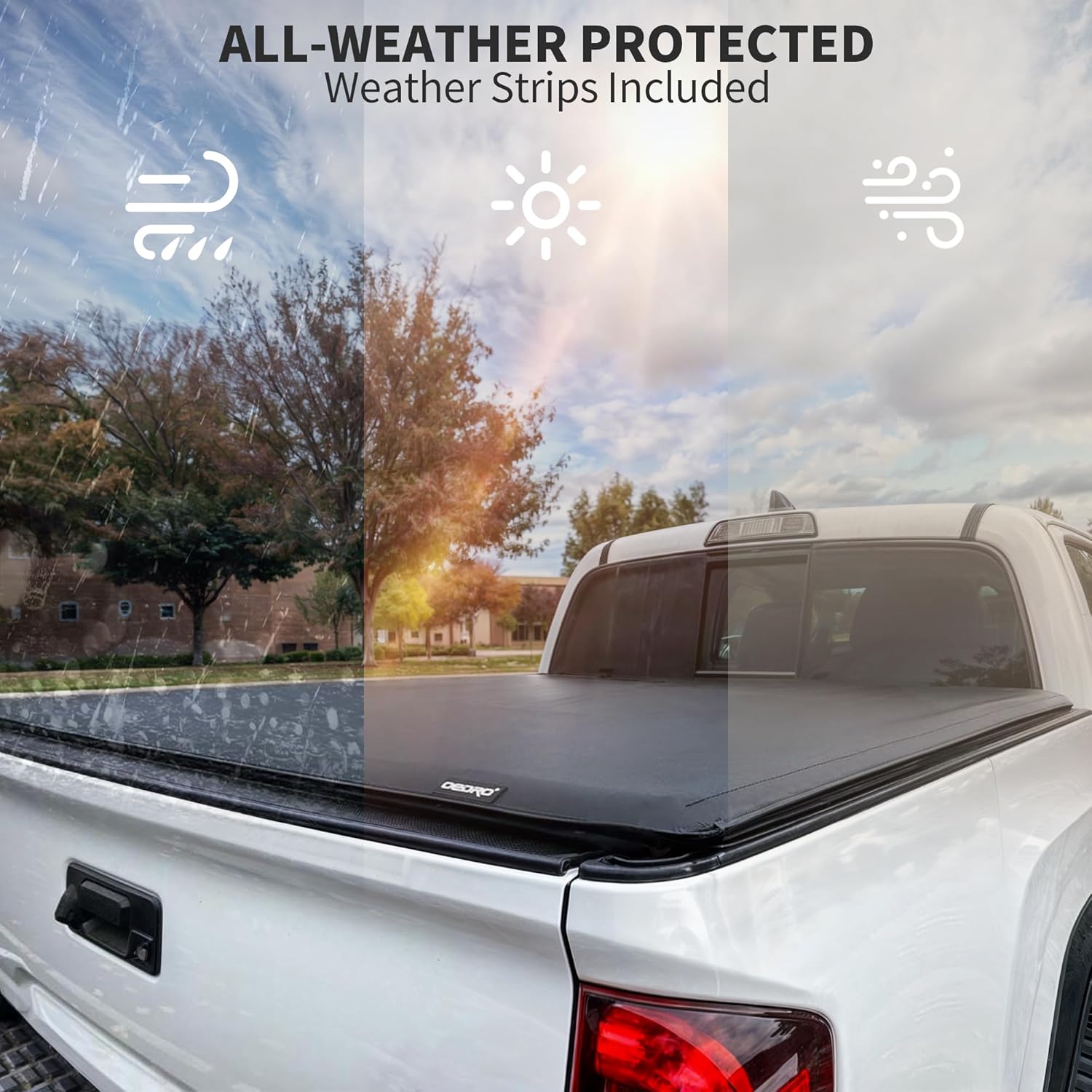 Soft Roll Up Truck Bed Tonneau Cover Compatible with 2016-2023 Toyota Tacoma (Excl. Trail), 5ft Bed with Track Rail System