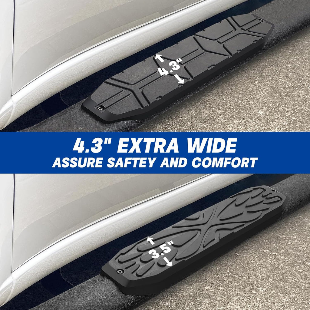 4.3 Inches Running Boards Compatible with 2019-2026 Chevy Silverado/Sierra 1500 Crew Cab & 2020-2026 Chevy Silverado/Sierra 2500HD 3500HD Crew Cab, Chevy Side Steps and Carbon Steel