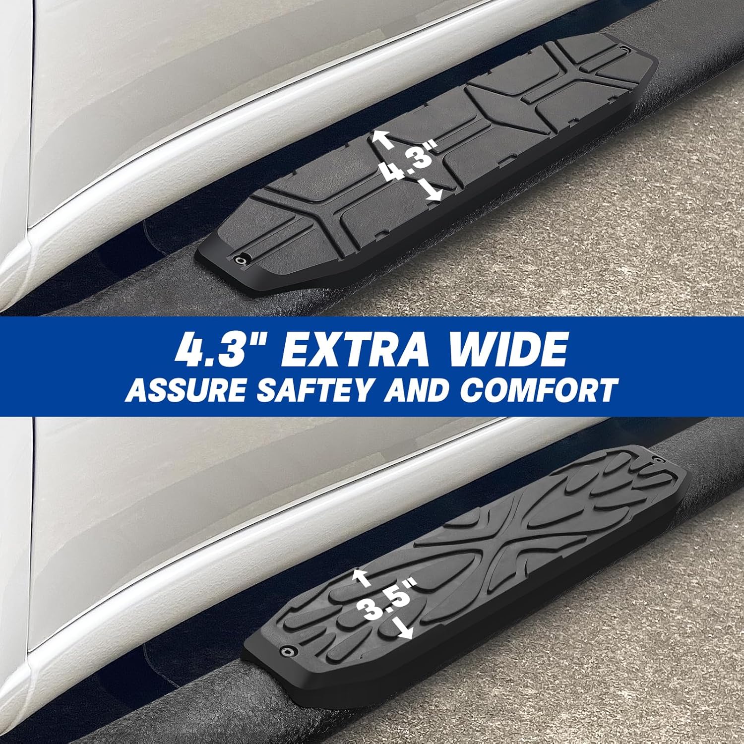 4.3 Inches Running Boards Compatible with 2019-2026 Chevy Silverado/Sierra 1500 Crew Cab & 2020-2026 Chevy Silverado/Sierra 2500HD 3500HD Crew Cab, Chevy Side Steps and Carbon Steel