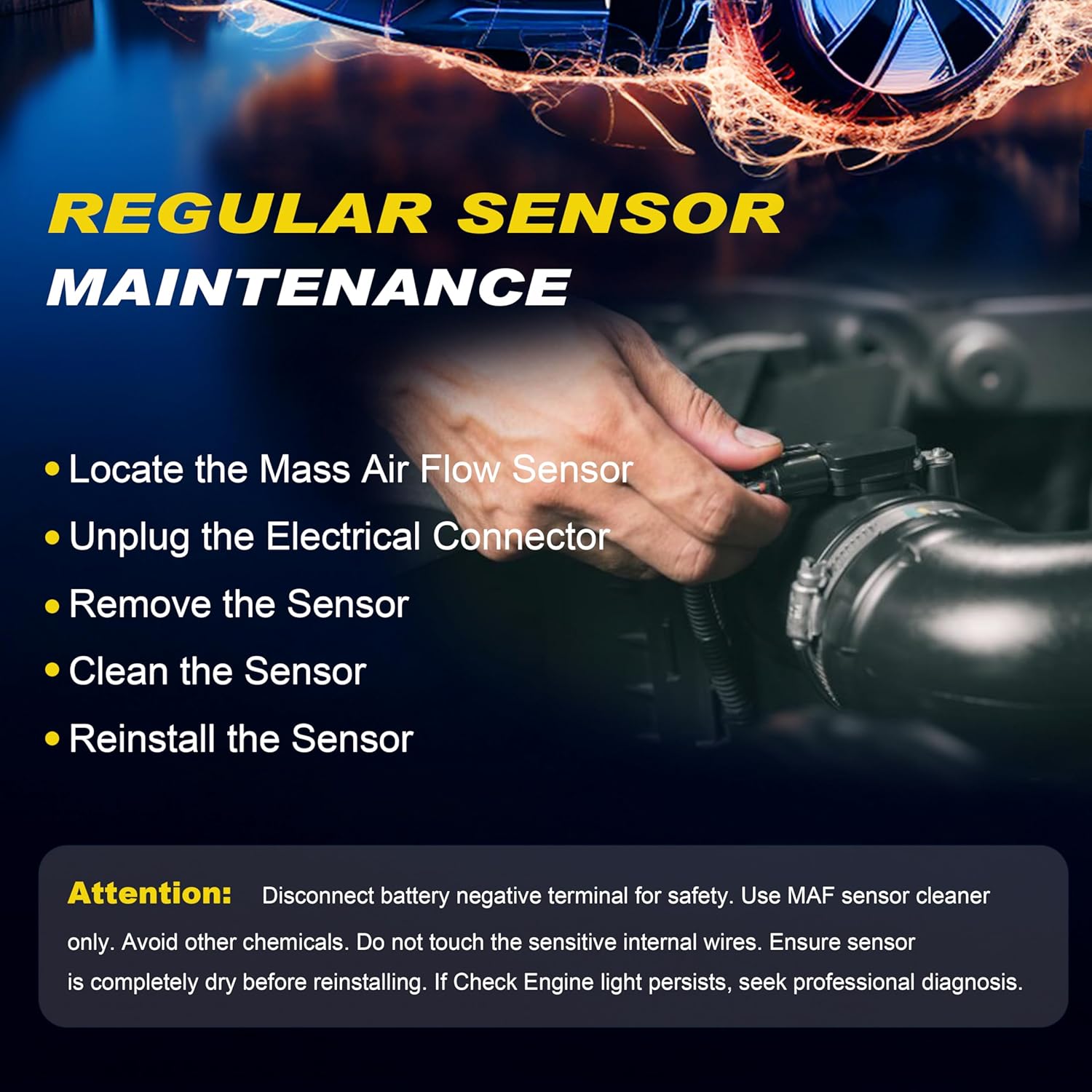 Air Flow Sensor Meter MAF Sensor Compatible with Hyundai Sonata 2001-2005,Santa Fe 2001-2005,Tucson 2005-2009,Tiburon 2003-2008 & Kia Optima2001-2006,Replace# 28164-37200