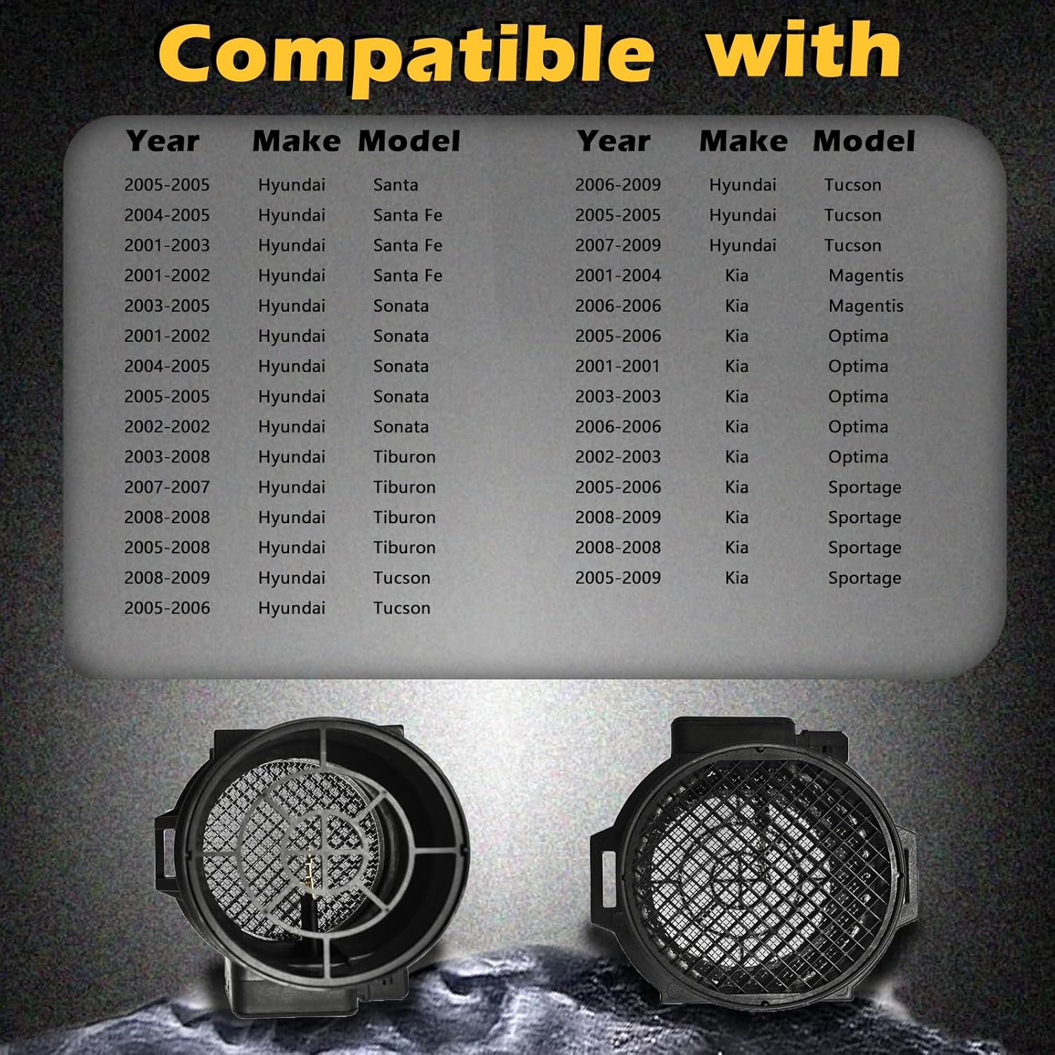 Air Flow Sensors Meter MAF Compatible with 01-06 Santa Fe / 01-05 Sonata / 03-08 Tiburon / 05-09 Tucson / 01-06 Optima / 05-10 Sportage Replaces 2816437200 (01 02 03 04 05 06 07 08 09 10)