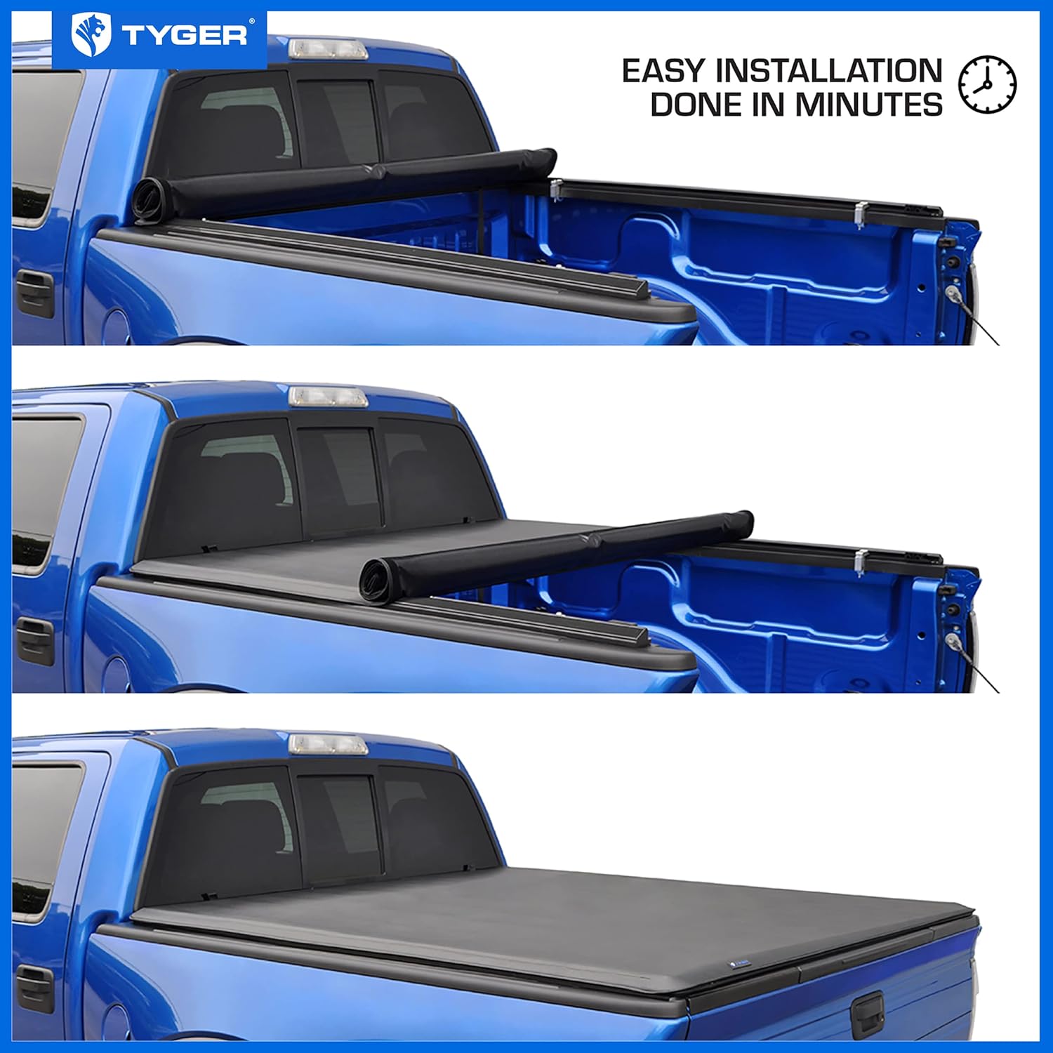 Soft Roll-up Truck Bed Tonneau Cover Compatible with 2024-2026 Toyota Tacoma (Only Fits Models with Factory Deck Rail System) | 5' (60") Bed | TG-BC1T9204