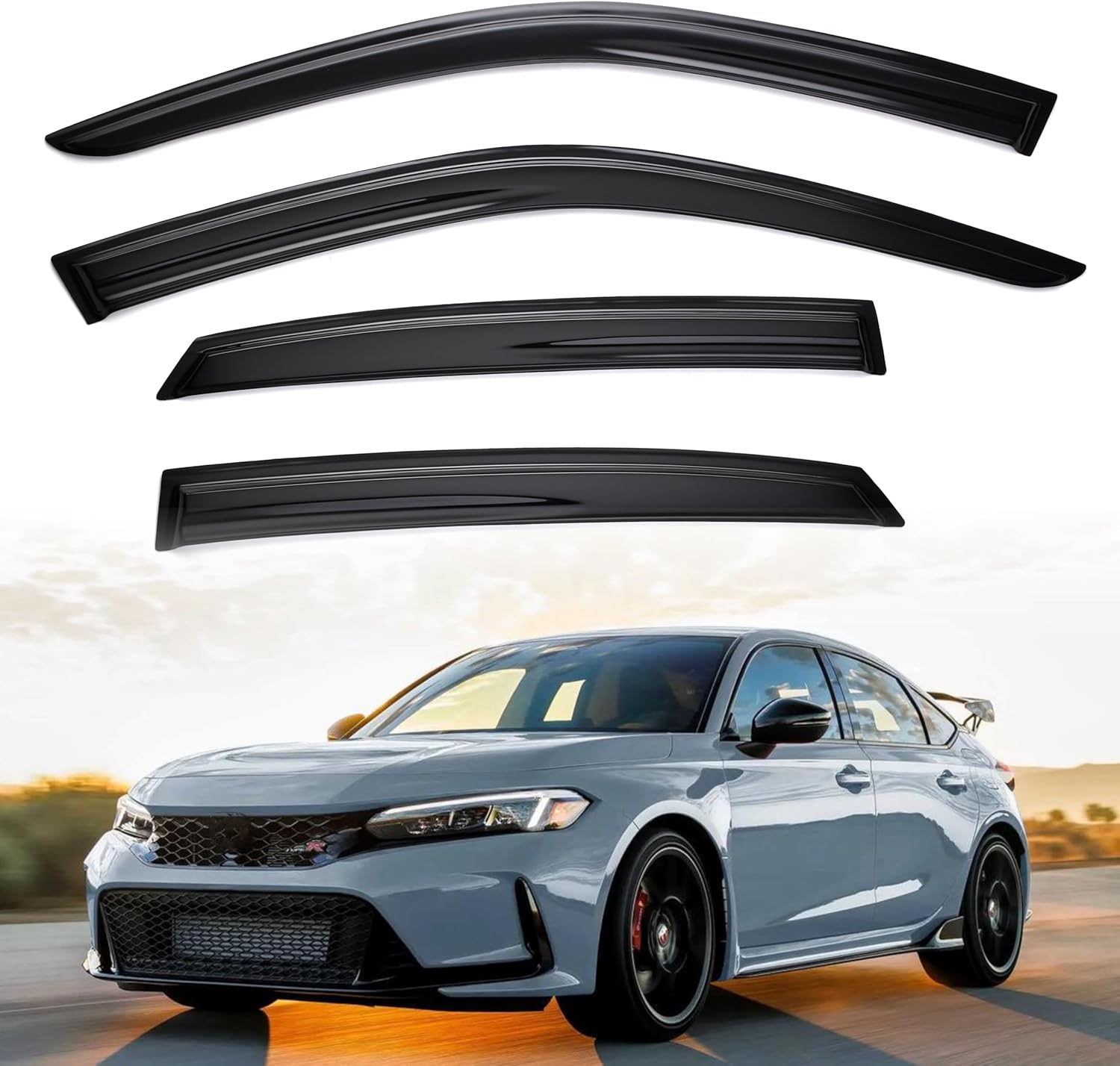 Window Visor Compatible with Honda Civic Sedan 2022 2023 2024(LX EX SI HPT Sport Touring) 4PCS Rain Guard Sun Shield Shade and Window Deflectors