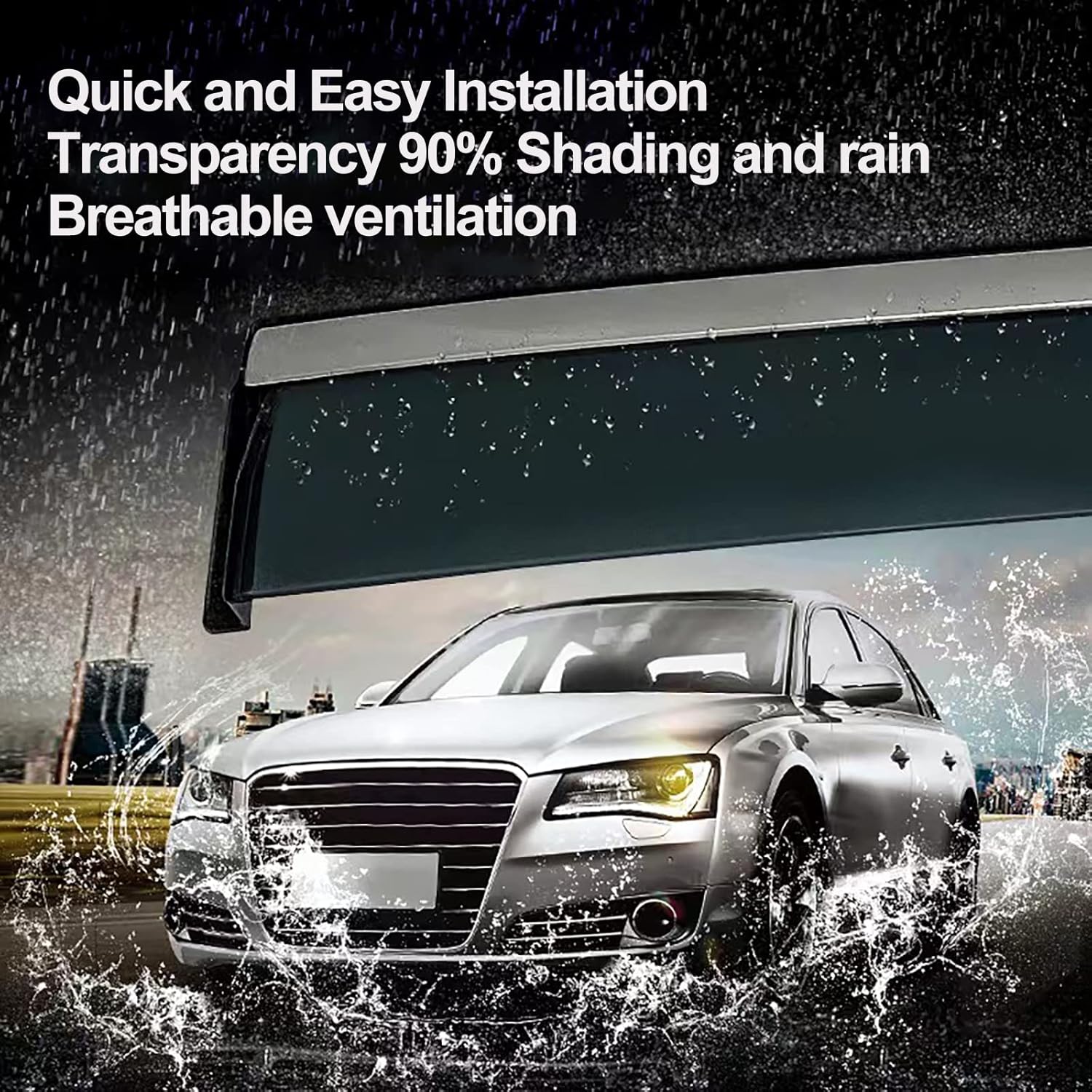 Tape-On Rain Guards Window Visor Fit for 2016-2021 Honda Civic Window Vent Deflector Visors 4 Pcs-94682