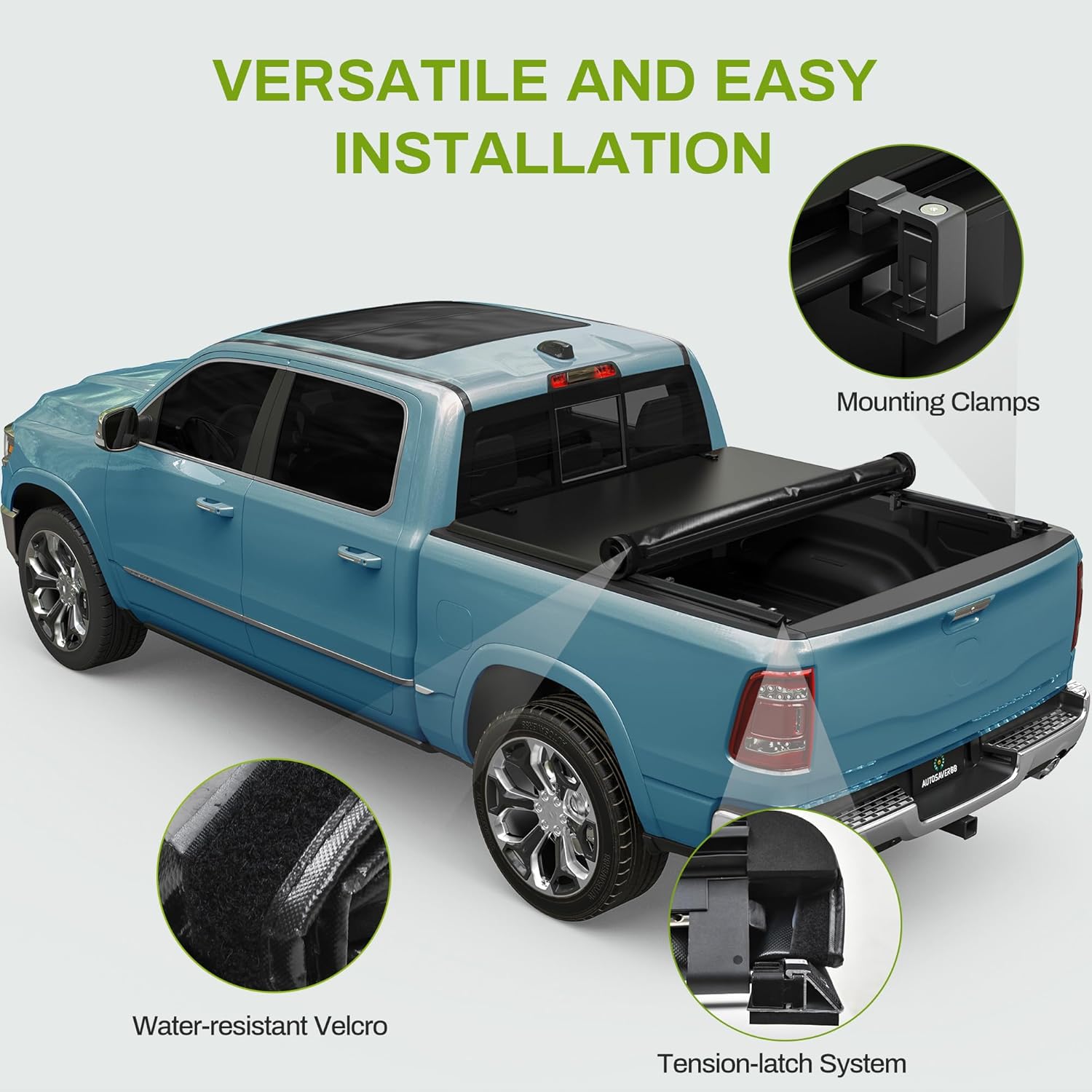 Soft Roll Up Truck Bed Tonneau Cover Compatible with 2005-2025 Nissan Frontier(NO México) 5ft Bed