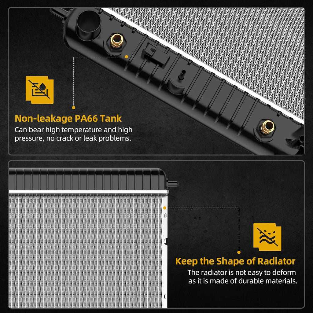 34'' Core Radiator Compatible Compatible with Chevy Silverado Suburban GMC Yukon Sierra Tahoe Escalade Hummer H2 4.3L 4.8L 5.3L 6.0L 6.2L V8 DWRD1001